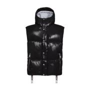 Svart Puffer Vest med hette