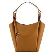 Brun skinn bucket bag