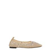 Beige Krystall Ballettflats Kvinne