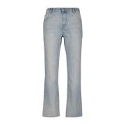 Straight Leg Denim Jeans Blå Vasket