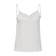 Hvit Cami Topp Ermeløs Scoop Neck