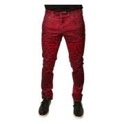 Rød Leopard Skinny Denim Jeans