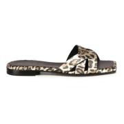 Leopard Flate Sandaler Made in Italy