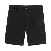 Sorte Gabardine Shorts med Skjulte Lommer