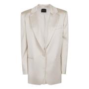 Hvit Blazer med Elegant Lommodesign