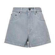 Flared Denim Shorts Lyseblå