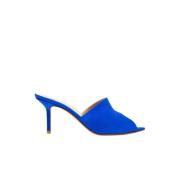 Indigo Satin High Heel Mules