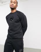 adidas Originals co-ord sweatshirt with collegiate crest in black flee...