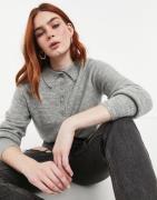 Only knitted polo jumper in light grey
