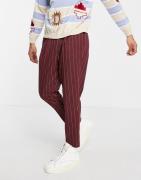 ASOS DESIGN tapered smart trousers in burgundy stripe