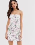 ASOS DESIGN floral crop top pep hem mini dress-Multi
