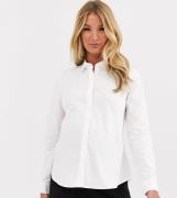 ASOS DESIGN Maternity long sleeve fitted shirt in stretch cotton in wh...