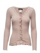 Silk Cardigan W/ Lace Pink Rosemunde