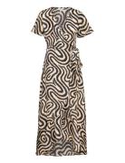 Objgreen Papaya S/S Wrap Long Dress A Patterned Object