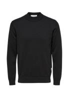 Slhrobert Ls Knit Mock Neck Black Selected Homme