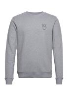 Small Owl Chest Print Sweat - Gots/ Grey Knowledge Cotton Apparel