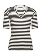 Dagnaiw Striped V T-Shirt Patterned InWear