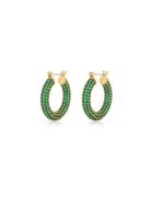 Pave Baby Amalfi Hoops- Green Emerald- Gold Green LUV AJ