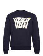 Tye Badge Logo Sweatshirt Navy Double A By Wood Wood