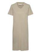 Rebekka Tee Dress V. Neck Gots Grey Basic Apparel