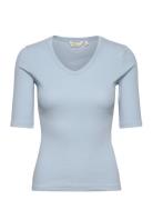 Ludmilla Ss Tee Gots Blue Basic Apparel