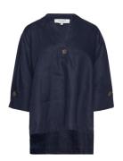 Linen Blouse Navy Rosemunde