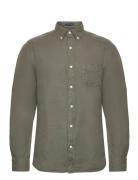 Reg Ut Gmnt Dyed Linen Shirt Khaki GANT