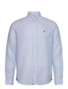 Douglas Linen Stripe Bd Shirt Blue Morris