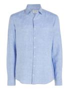 Linen Solid Slim Shirt Blue Calvin Klein