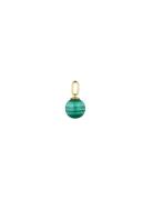 St Drop Charm 8 Mm Gold Green Design Letters