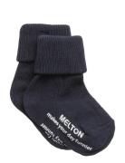 Cotton Socks - Anti-Slip Blue Melton