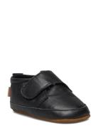 Classic Leather Slippers Black Melton