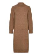 Slfrena Ls High Neck Knit Dress Camp Brown Selected Femme