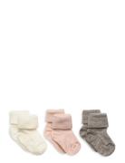 Wool Rib Baby Socks - 3-Pack Brown Mp Denmark