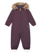 Coverall W. Fake Fur Purple Color Kids