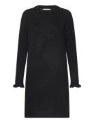 Slfsia Ras Frill Ls Knit Dress Black Selected Femme