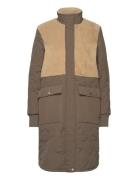 Hollie W Long Quilted Jacket Brown Weather Report