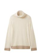 Knit Pullover Contrast Parts Cream Tom Tailor