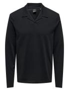 Onsbrody Reg Split Neck Ls Polo Black ONLY & SONS