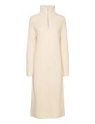 Slfbloomie Ls Knit Dress Half Zip Cream Selected Femme