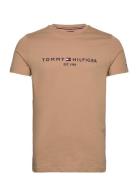 Tommy Logo Tee Beige Tommy Hilfiger