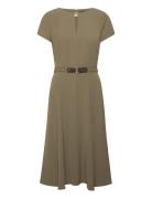 Belted Georgette Dress Green Lauren Ralph Lauren