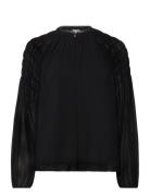 D6Aubrey Smocked Blouse Black Dante6