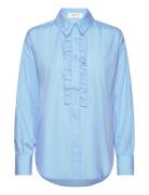 Rwsebony Shirt W/Ruffles Blue Rosemunde