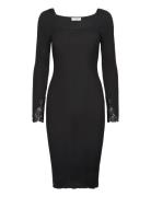 Silk Dress W/ Lace Black Rosemunde