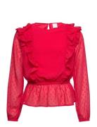 Blouse Chiffon Flounces Red Red Lindex