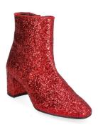 Bootie - Block Heel - With Zippe Red ANGULUS