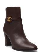 Maxie Burnished Leather Bootie Brown Lauren Ralph Lauren