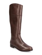 Justine Burnished Leather Riding Boot Brown Lauren Ralph Lauren