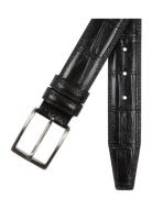 Croco Leather Belt Black Portia 1924